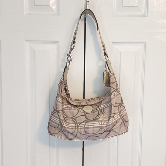 Coach Signature Tartan Plaid Hobo Bag - Picture 1 of 12